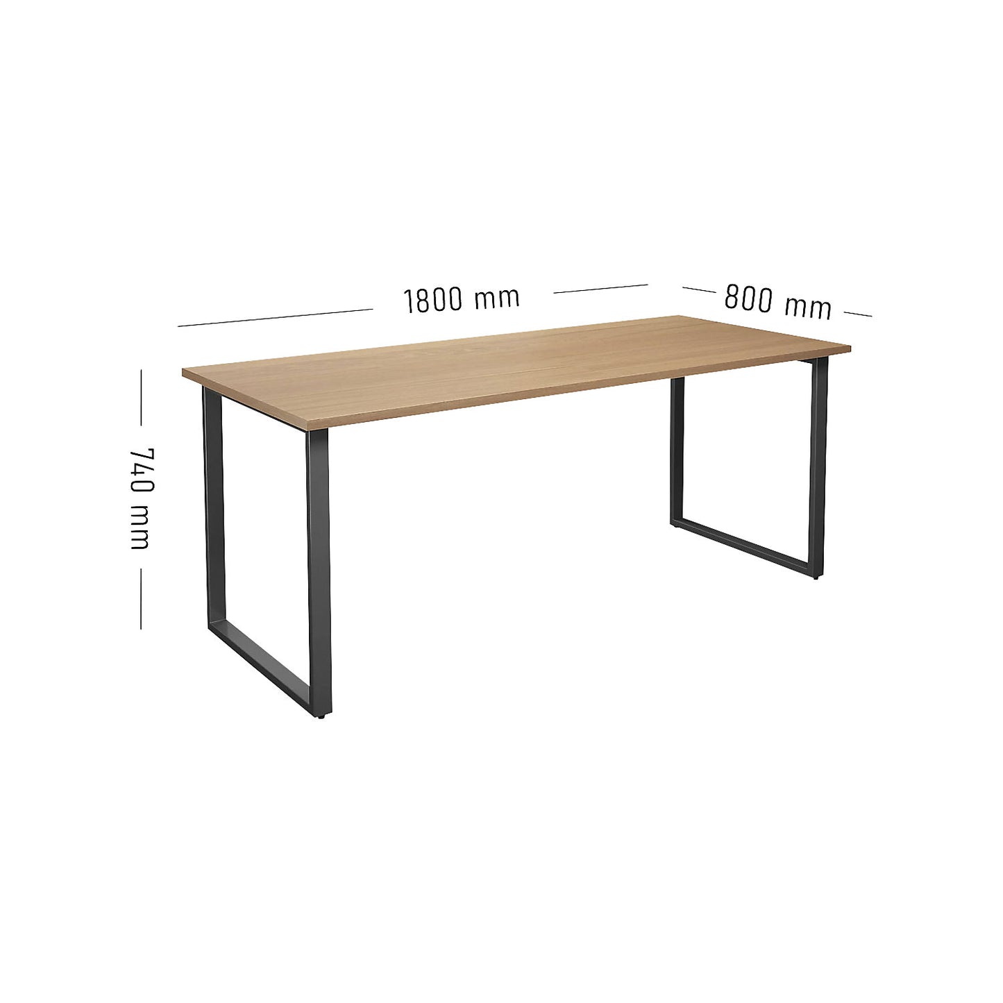 DUO-O multi-purpose desk, straight tabletop, depth 800 mm, width 1800 mm, beech / black.