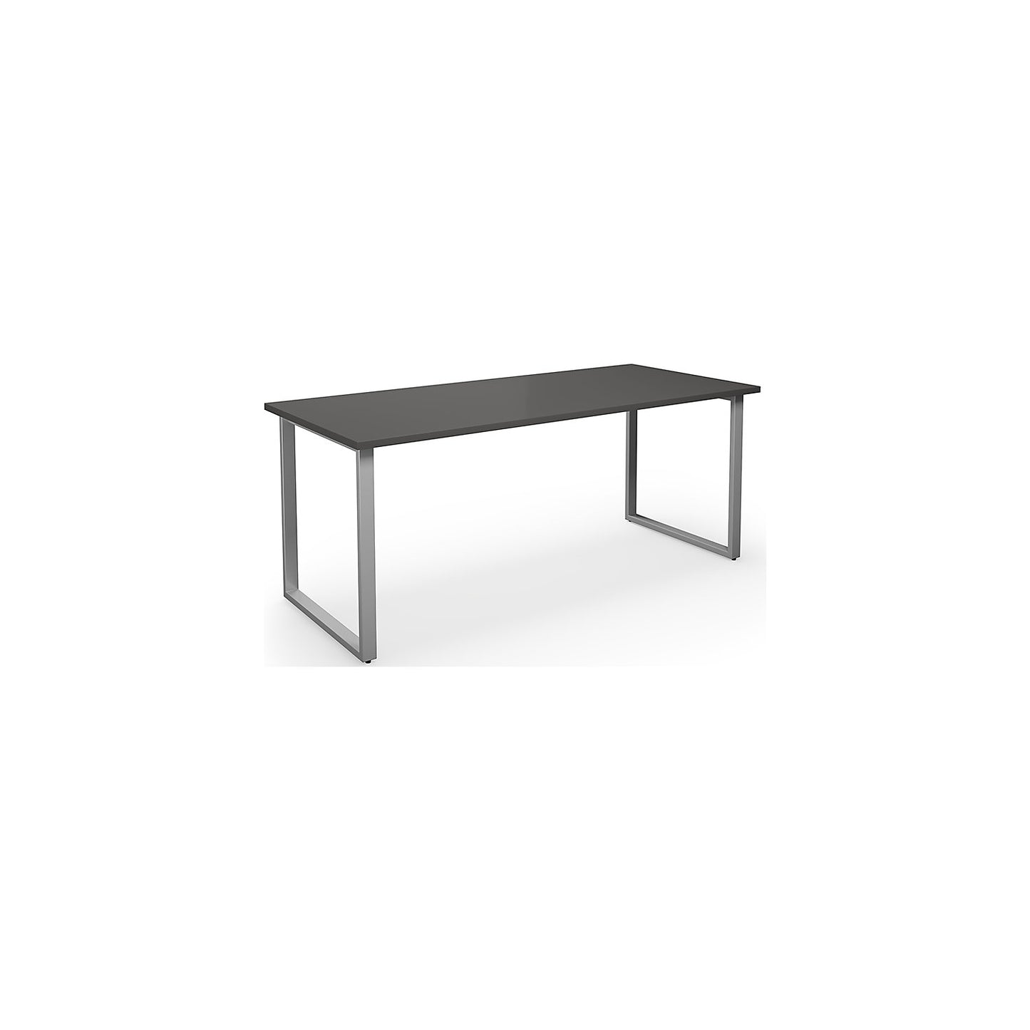 DUO-O multi-purpose desk, straight tabletop, depth 800 mm, width 1800 mm, dark grey / silver.