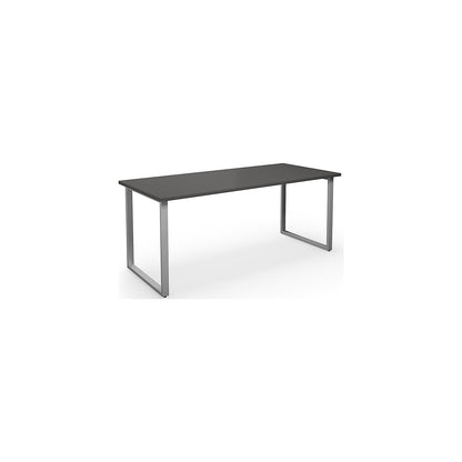 DUO-O multi-purpose desk, straight tabletop, depth 800 mm, width 1800 mm, dark grey / silver.