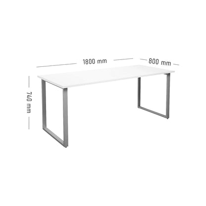 DUO-O multi-purpose desk, straight tabletop, depth 800 mm, width 1800 mm, white / silver.