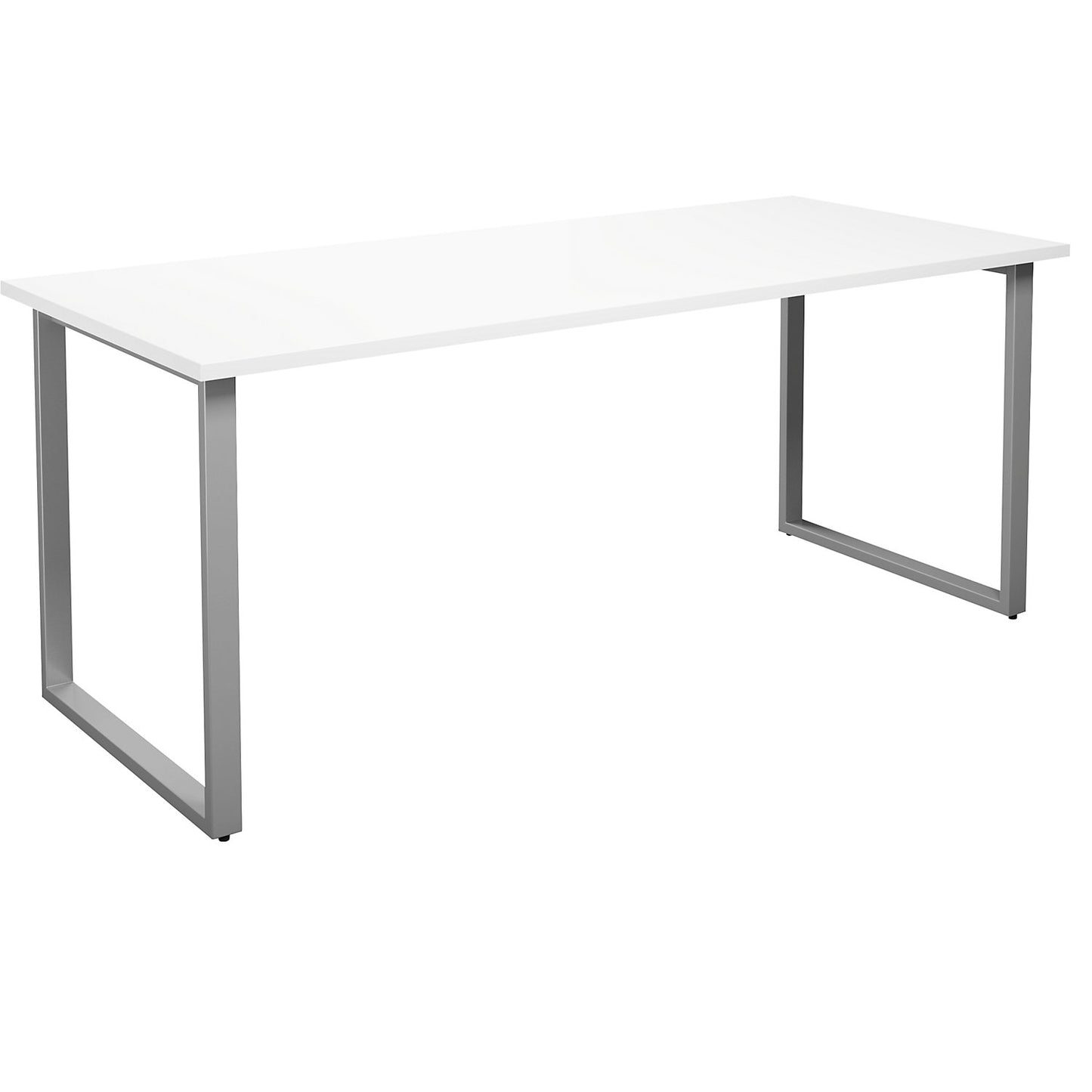 DUO-O multi-purpose desk, straight tabletop, depth 800 mm, width 1800 mm, white / silver.