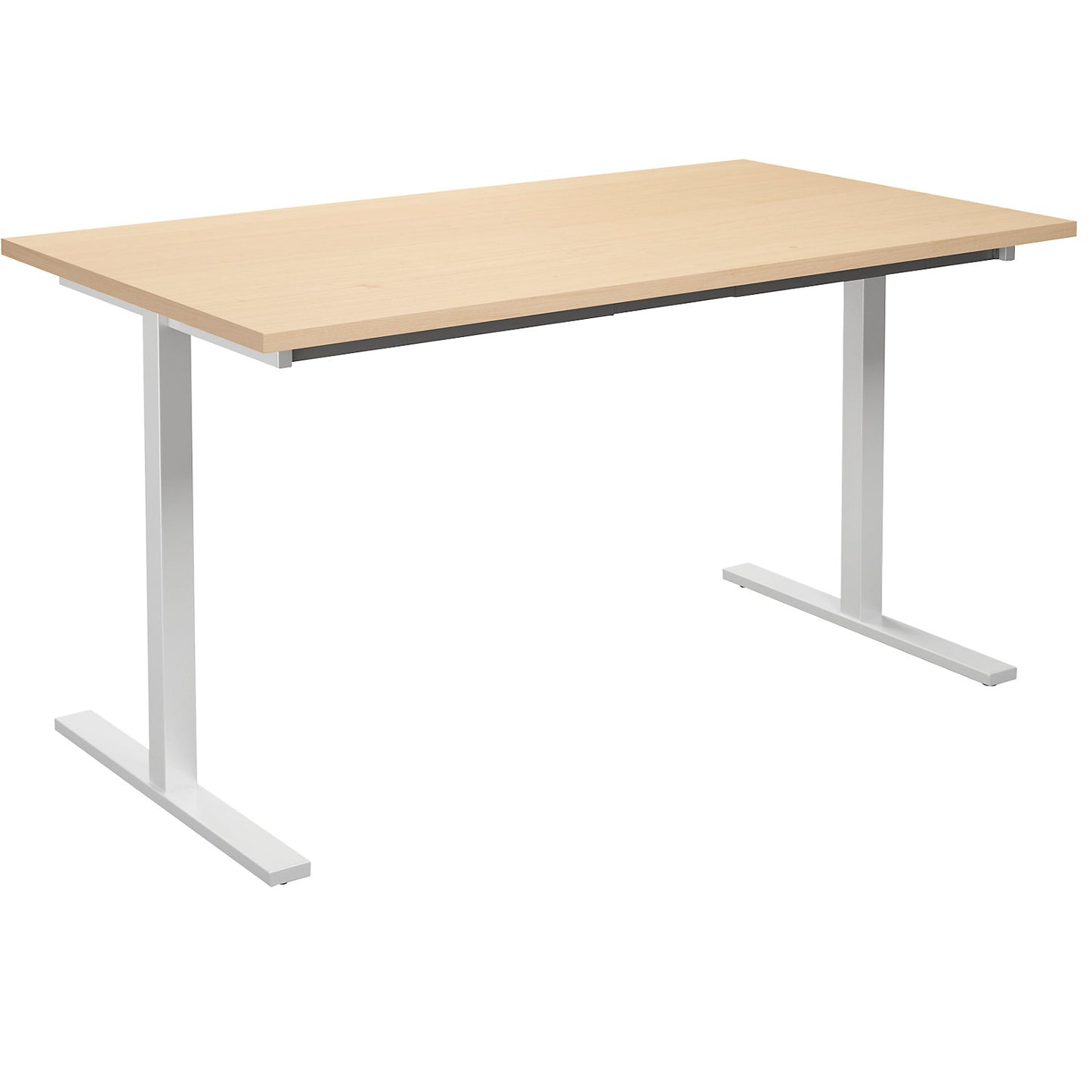 DUO-T multi-purpose desk, straight tabletop, HxD 740 x 800 mm, width 1400 mm, birch, white.