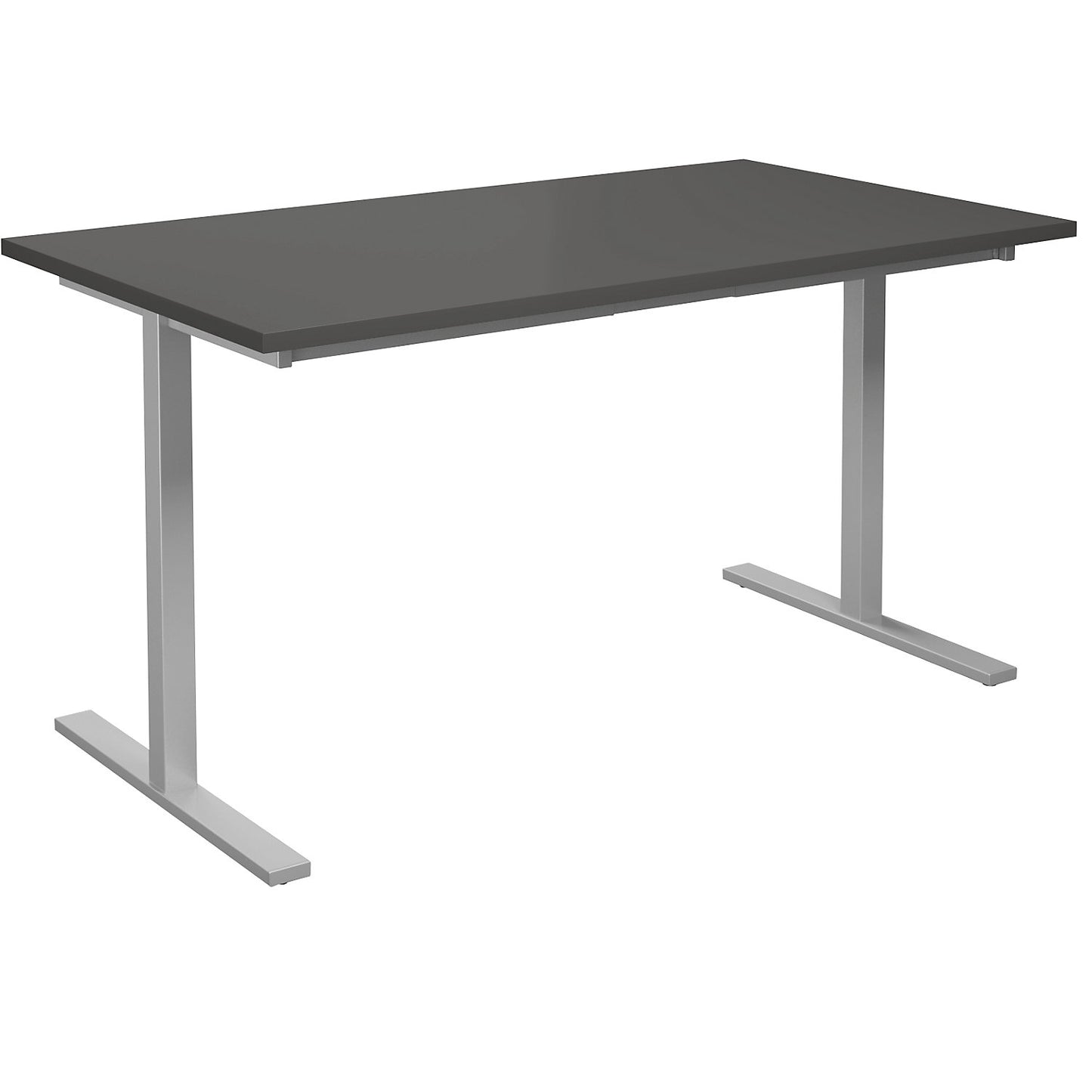 DUO-T multi-purpose desk, straight tabletop, HxD 740 x 800 mm, width 1400 mm, dark grey, silver.