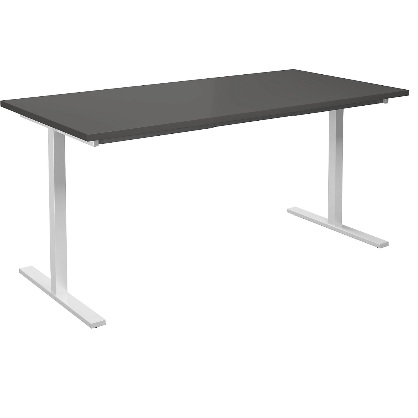 DUO-T multi-purpose desk, straight tabletop, HxD 740 x 800 mm, width 1600 mm, dark grey, white.
