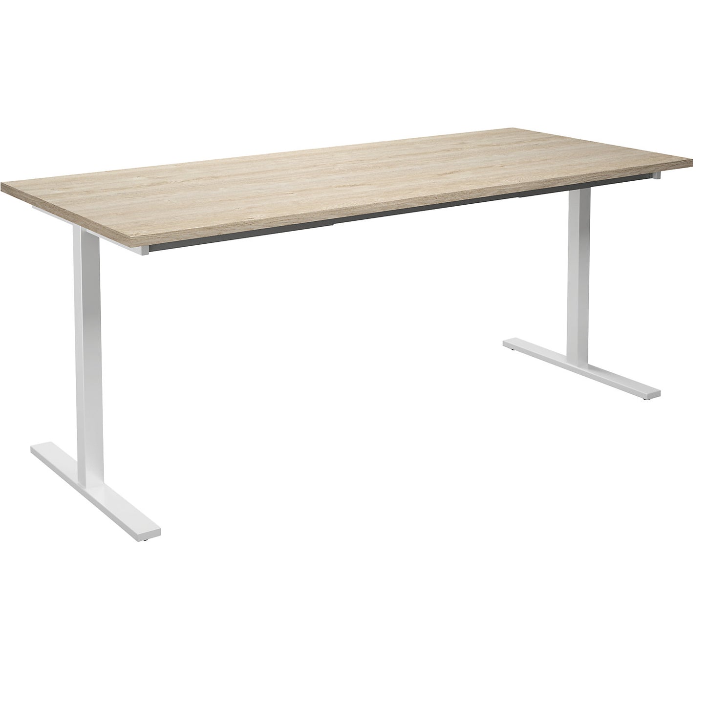 DUO-T multi-purpose desk, straight tabletop, HxD 740 x 800 mm, width 1800 mm, oak, white.