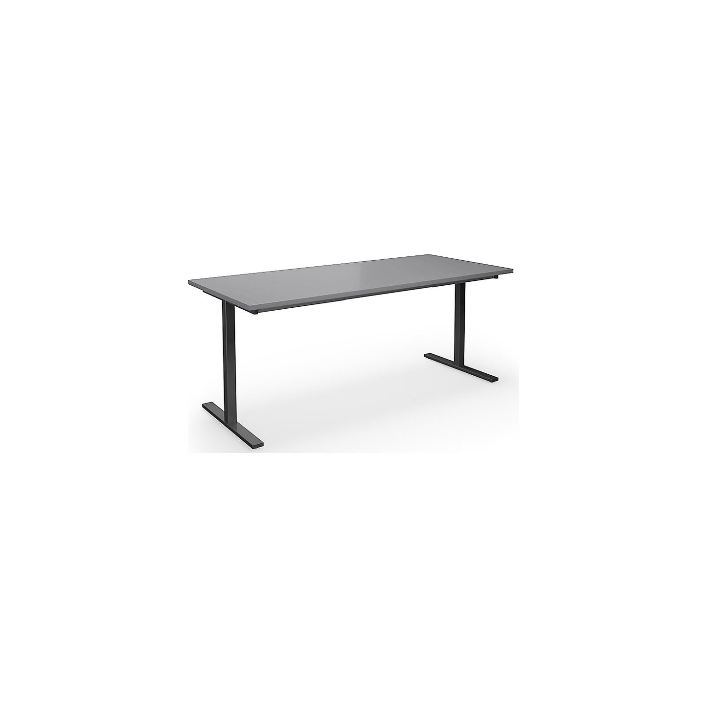 DUO-T multi-purpose desk, straight tabletop, HxD 740 x 800 mm, width 1800 mm, light grey, black.