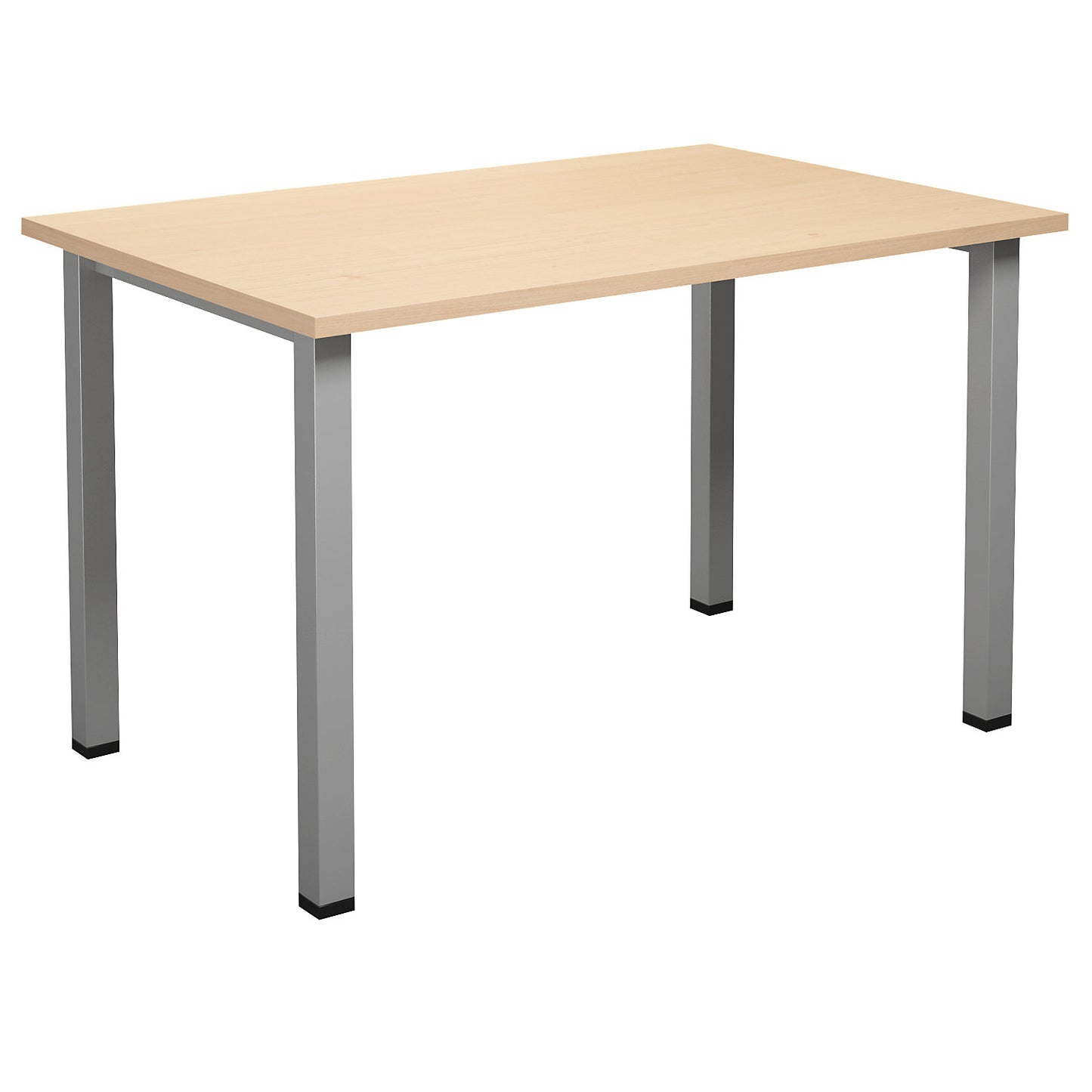 DUO-U multi-purpose desk, straight tabletop, depth 800 mm, width 1200 mm, birch, silver.