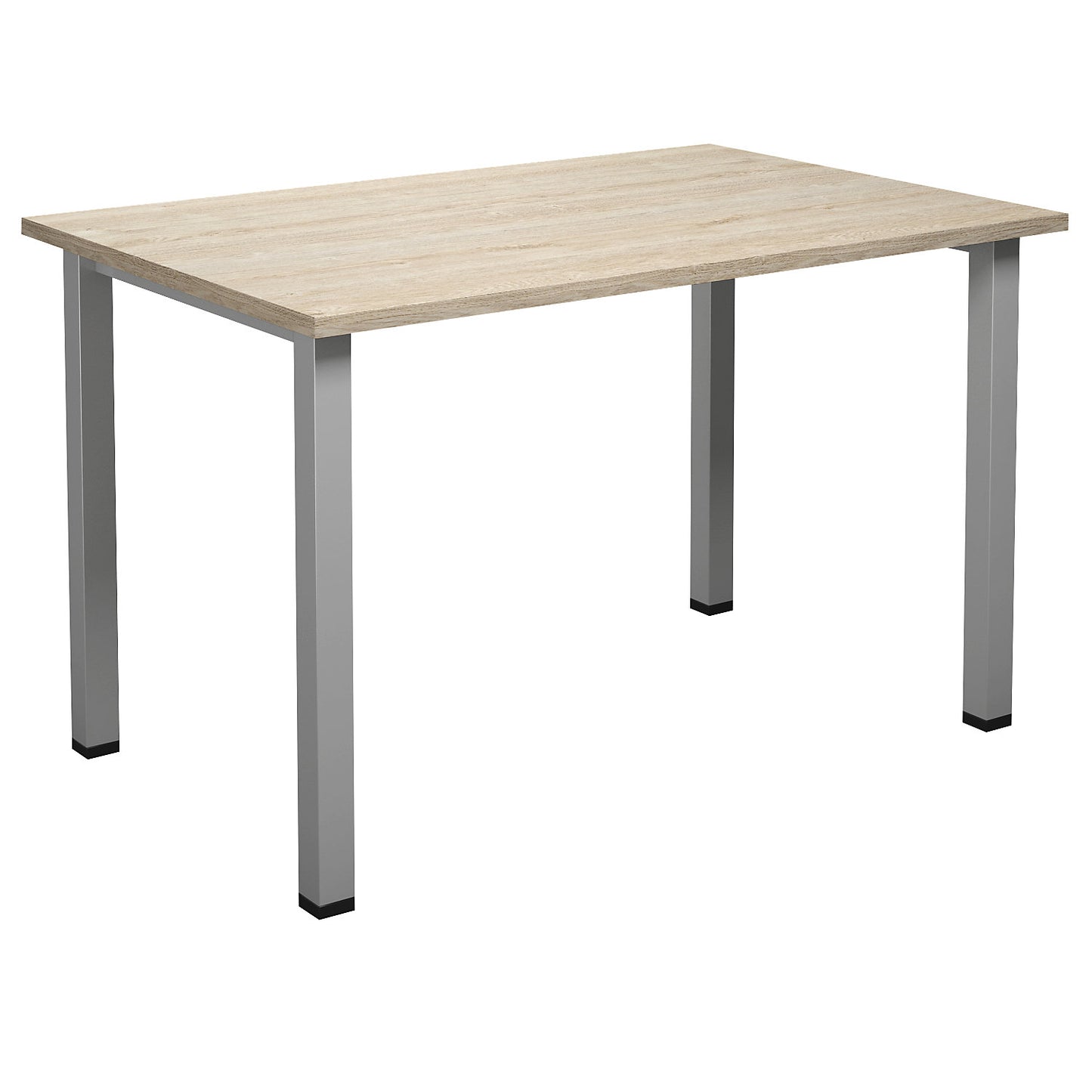 DUO-U multi-purpose desk, straight tabletop, depth 800 mm, width 1200 mm, oak, silver.
