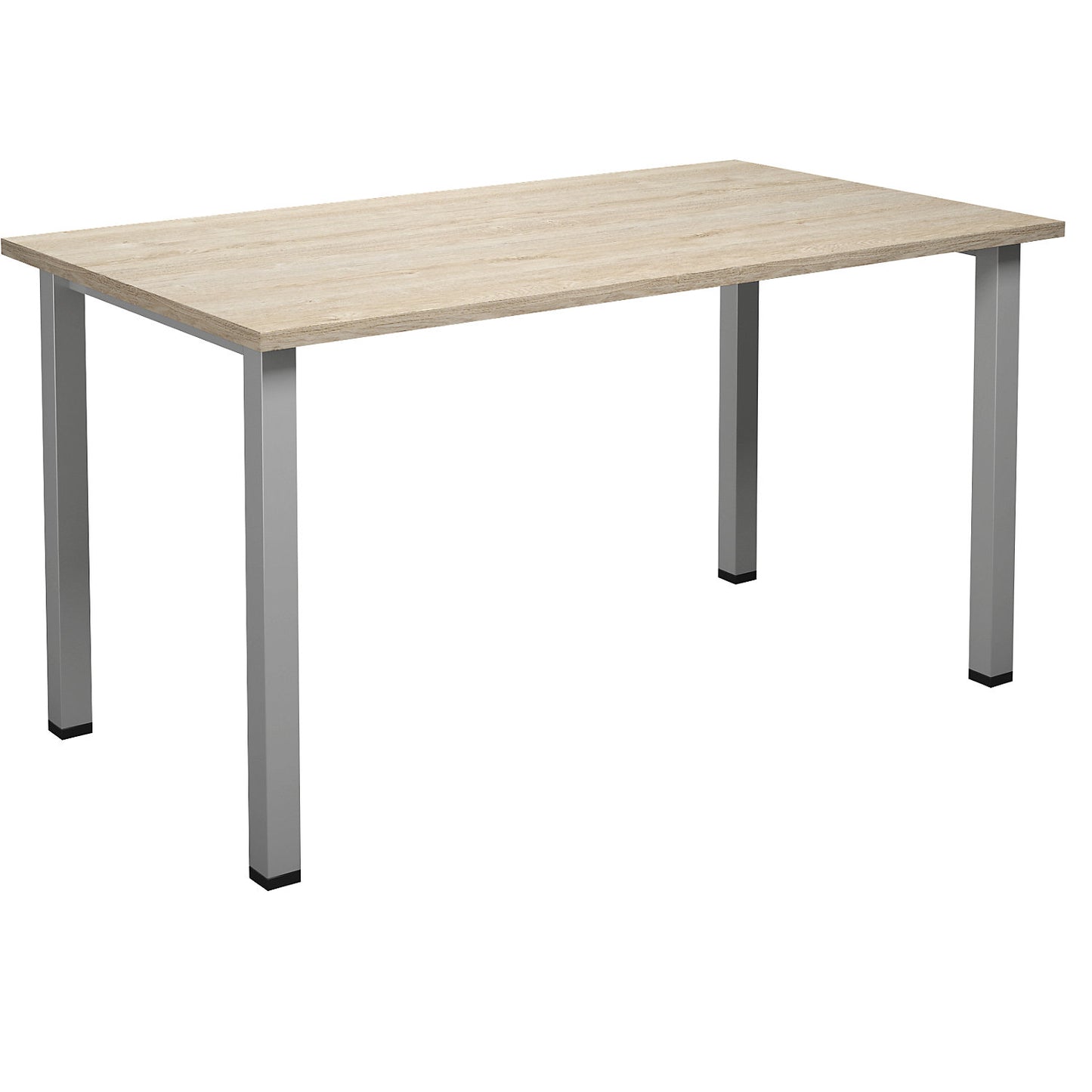 DUO-U multi-purpose desk, straight tabletop, depth 800 mm, width 1400 mm, oak, silver.