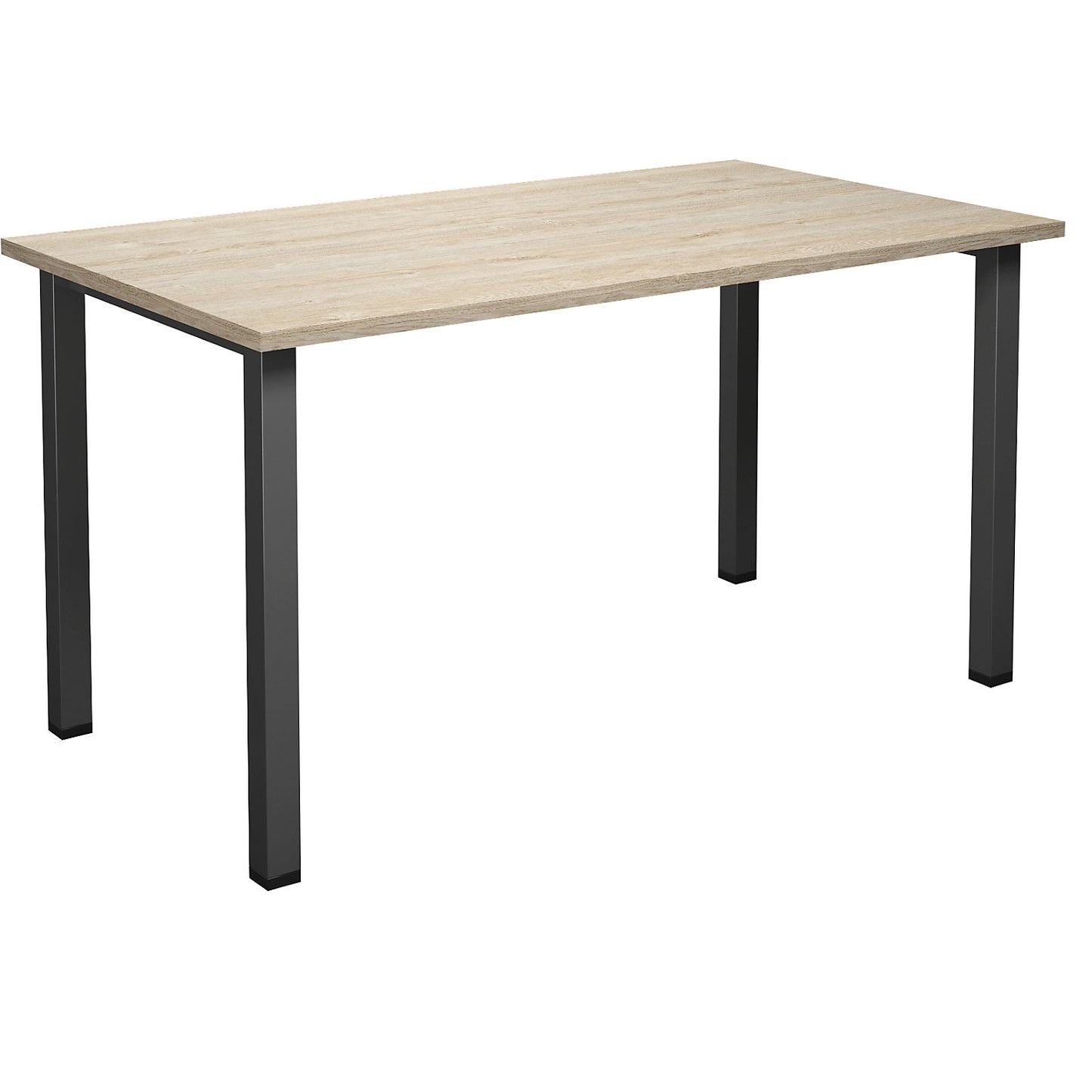 DUO-U multi-purpose desk, straight tabletop, depth 800 mm, width 1400 mm, oak, black.