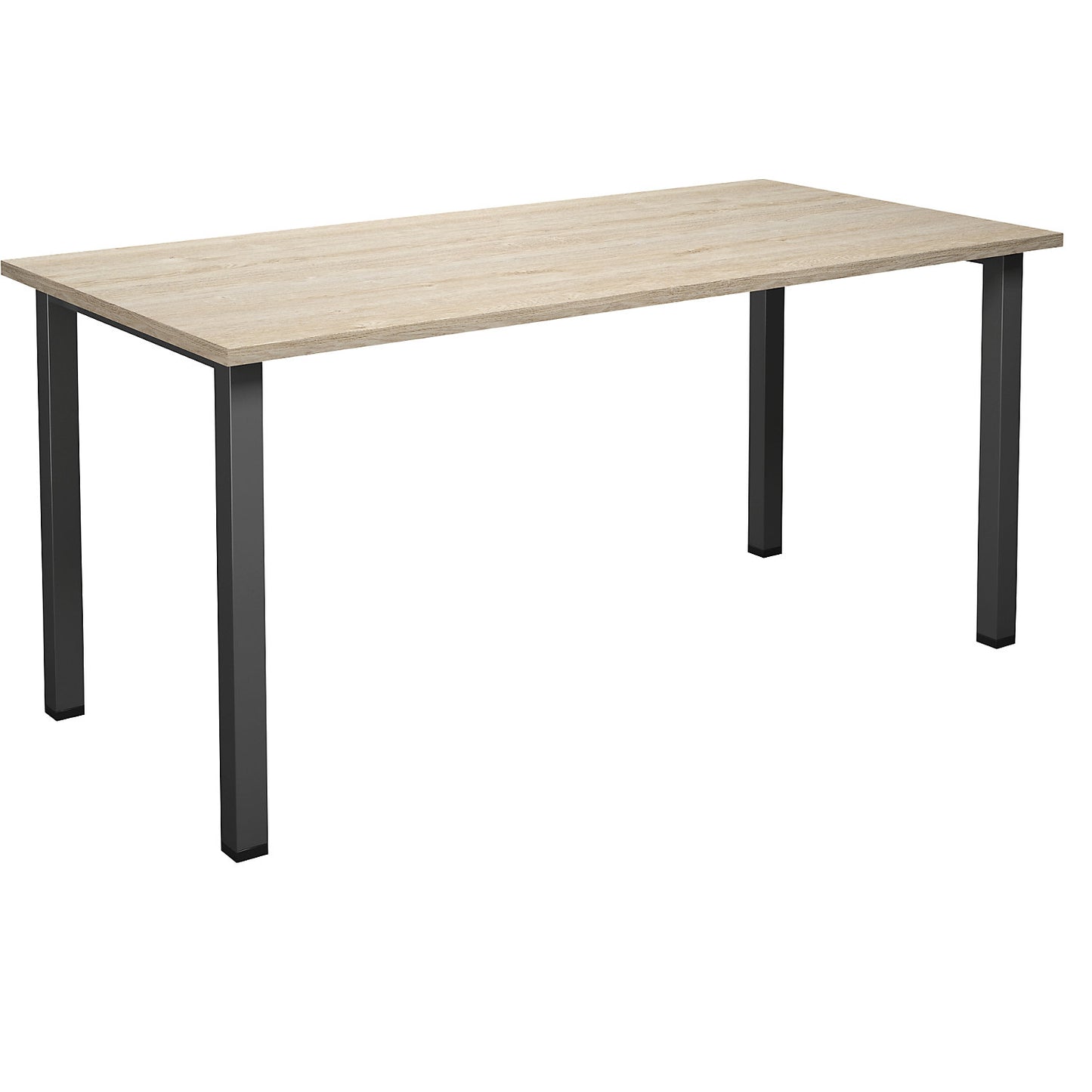 DUO-U multi-purpose desk, straight tabletop, depth 800 mm, width 1600 mm, oak, black.