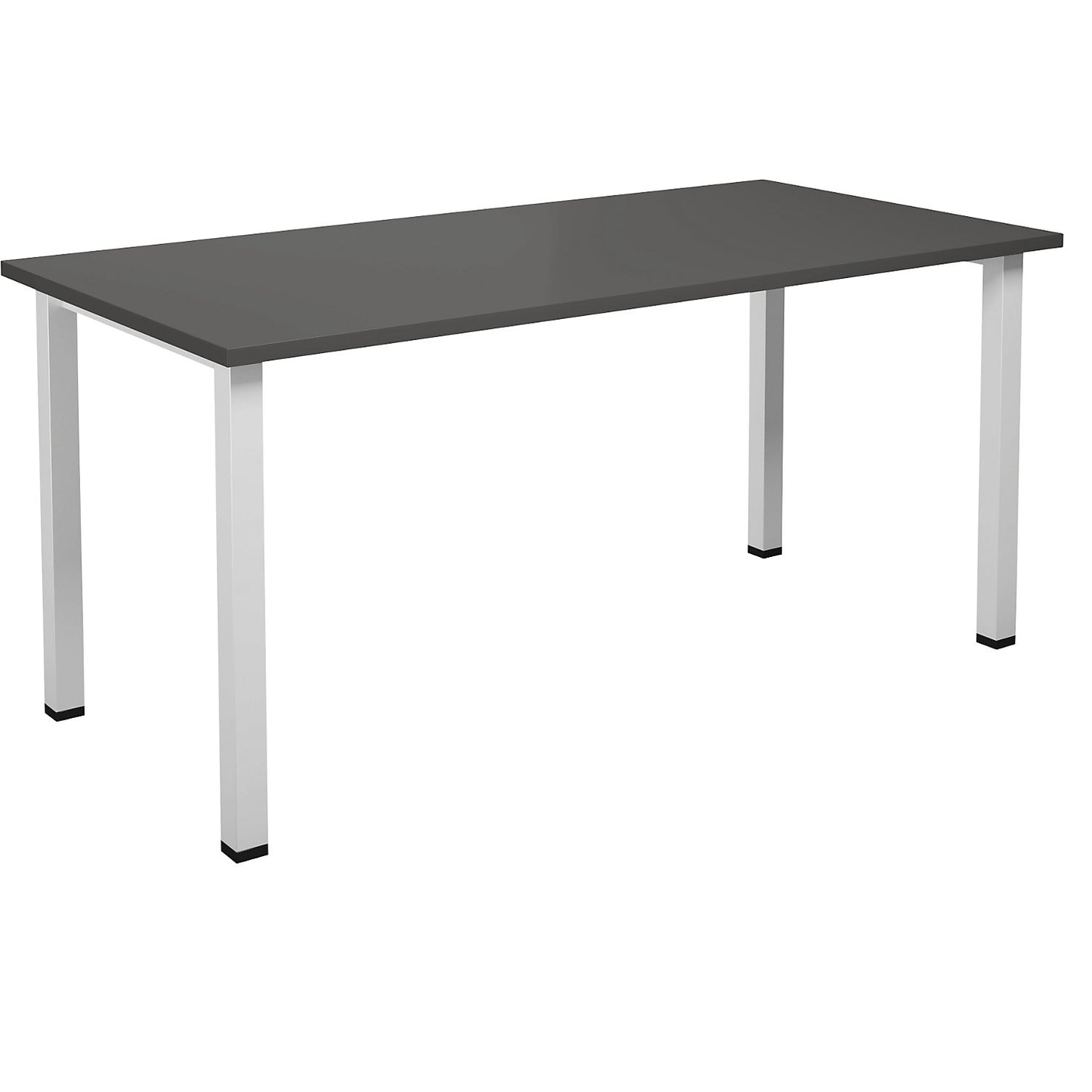 DUO-U multi-purpose desk, straight tabletop, depth 800 mm, width 1600 mm, dark grey, white.