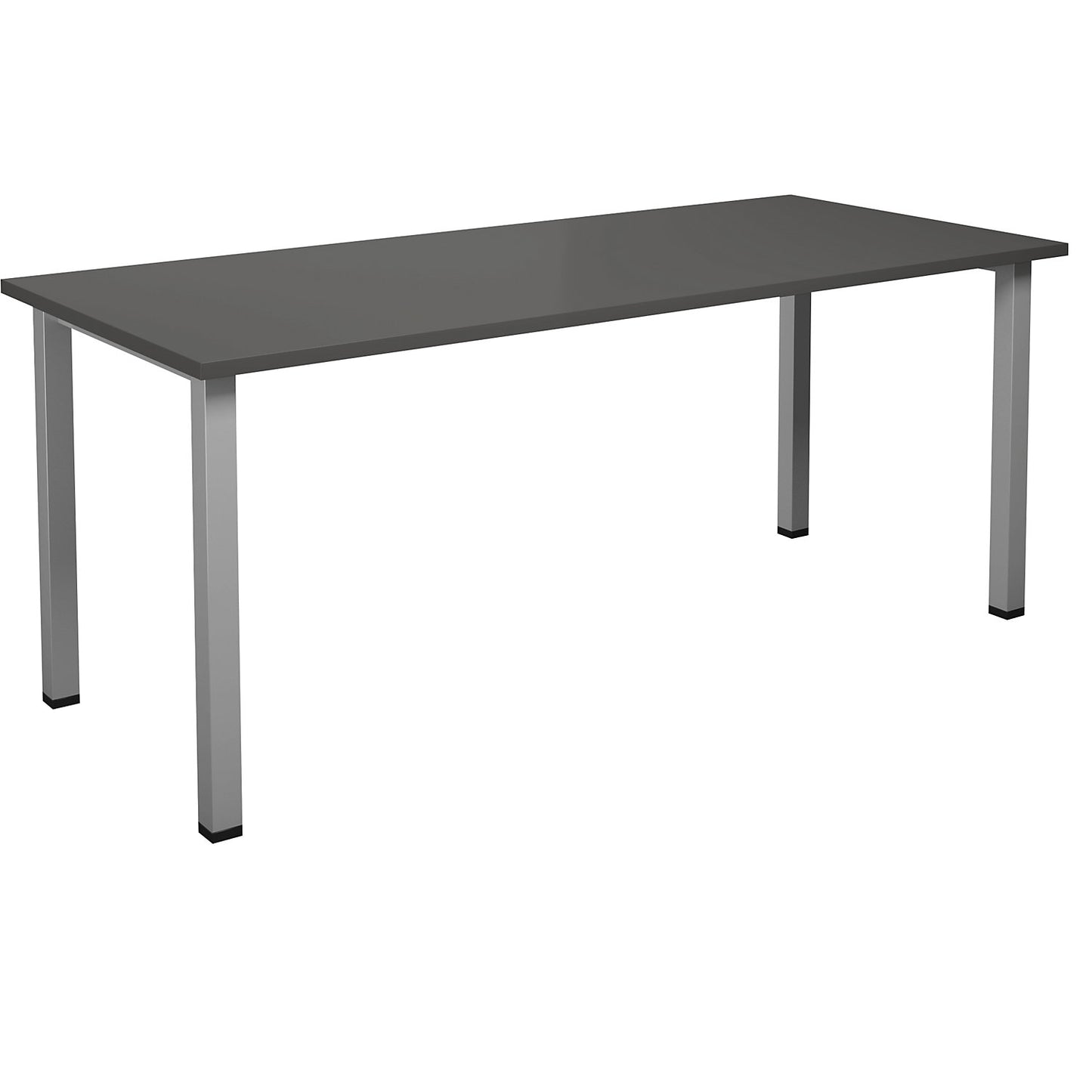 DUO-U multi-purpose desk, straight tabletop, depth 800 mm, width 1800 mm, dark grey, silver.