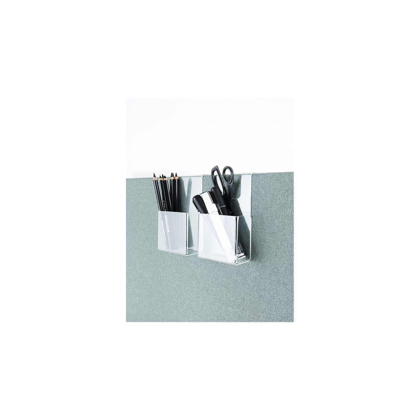 Pencil holder for acoustic partition, HxWxD 170 x 95 x 30 mm, plastic, transparent.