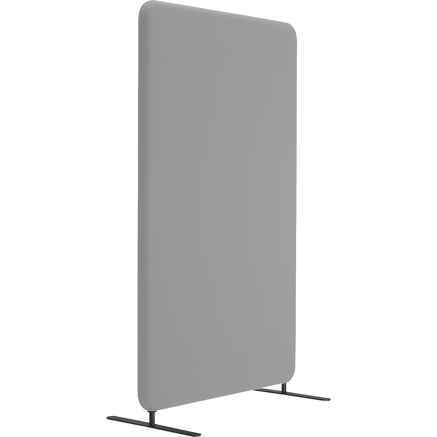 Standard acoustic partition, rounded corners, height 1500 mm, incl. feet, width 1000 mm, grey.