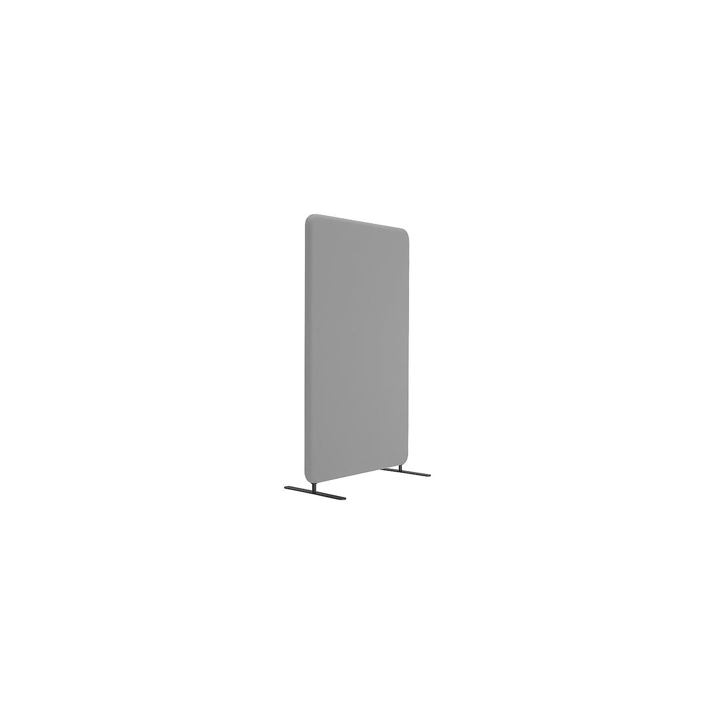 Standard acoustic partition, rounded corners, height 1500 mm, incl. feet, width 800 mm, grey.