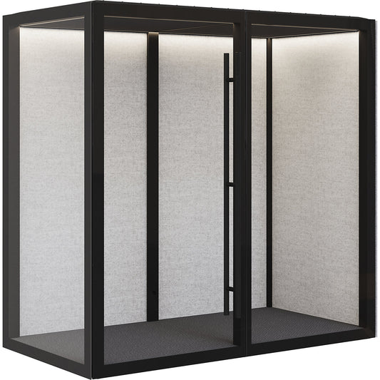 Zen Pod Essentials meeting box, HxWxD 2310 x 2320 x 1200 mm, medium, fabric / aluminium / glass.