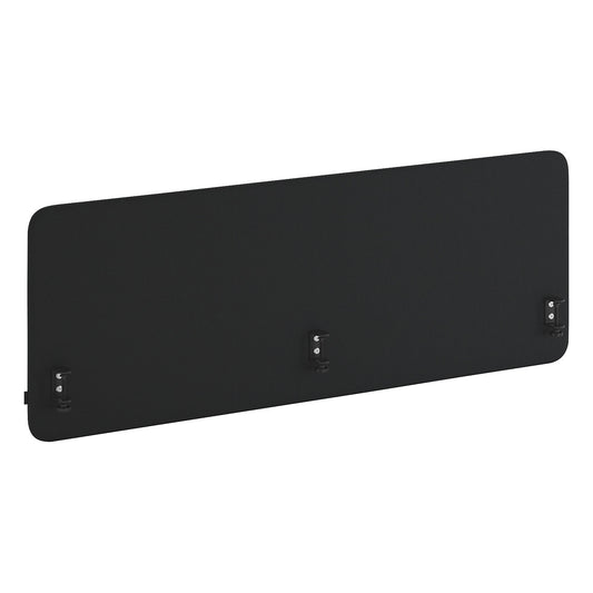 Standard acoustic desk partition with rounded corners, height 650 mm, fabric, width 1800 mm, black.