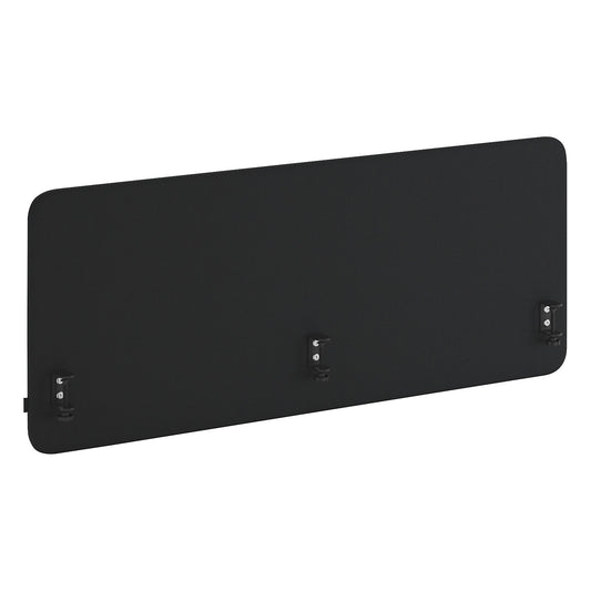 Standard acoustic desk partition with rounded corners, height 650 mm, fabric, width 1600 mm, black.