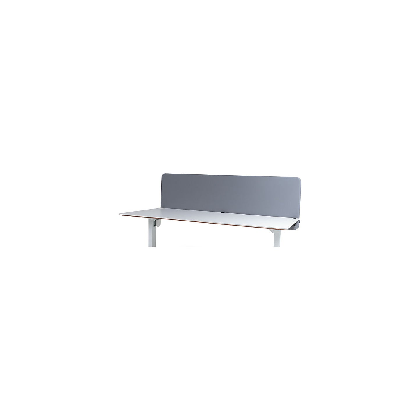 Softline Event acoustic desk partition, suspended downwards, height 650 mm, fabric, width 2000 mm, light grey.