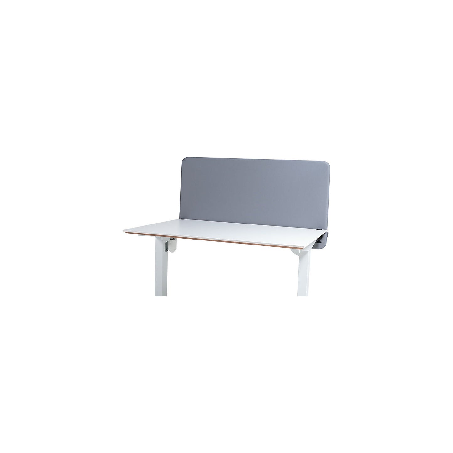 Softline Event acoustic desk partition, suspended downwards, height 650 mm, fabric, width 1200 mm, light grey.