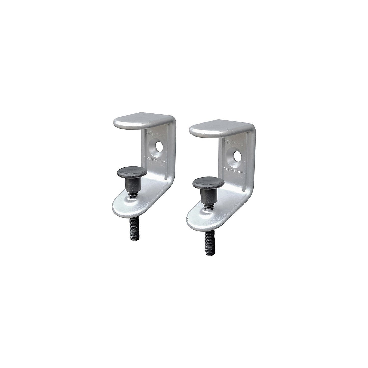 Clamp for Softline acoustic desk partition, suspended downwards, pack of 2, grey.
