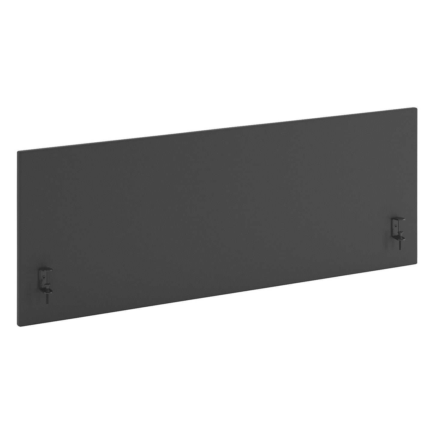 Standard acoustic desk partition with straight corners, height 650 mm, fabric, width 1800 mm, black.