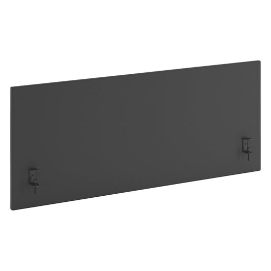 Standard acoustic desk partition with straight corners, height 650 mm, fabric, width 1600 mm, black.