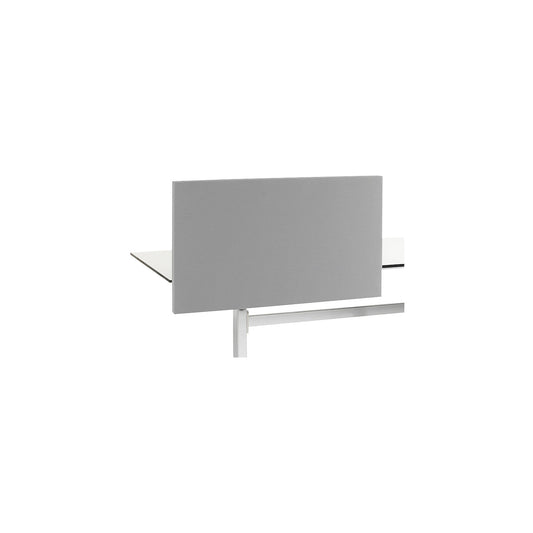 Standard acoustic desk partition with straight corners, height 650 mm, fabric, width 1200 mm, grey.