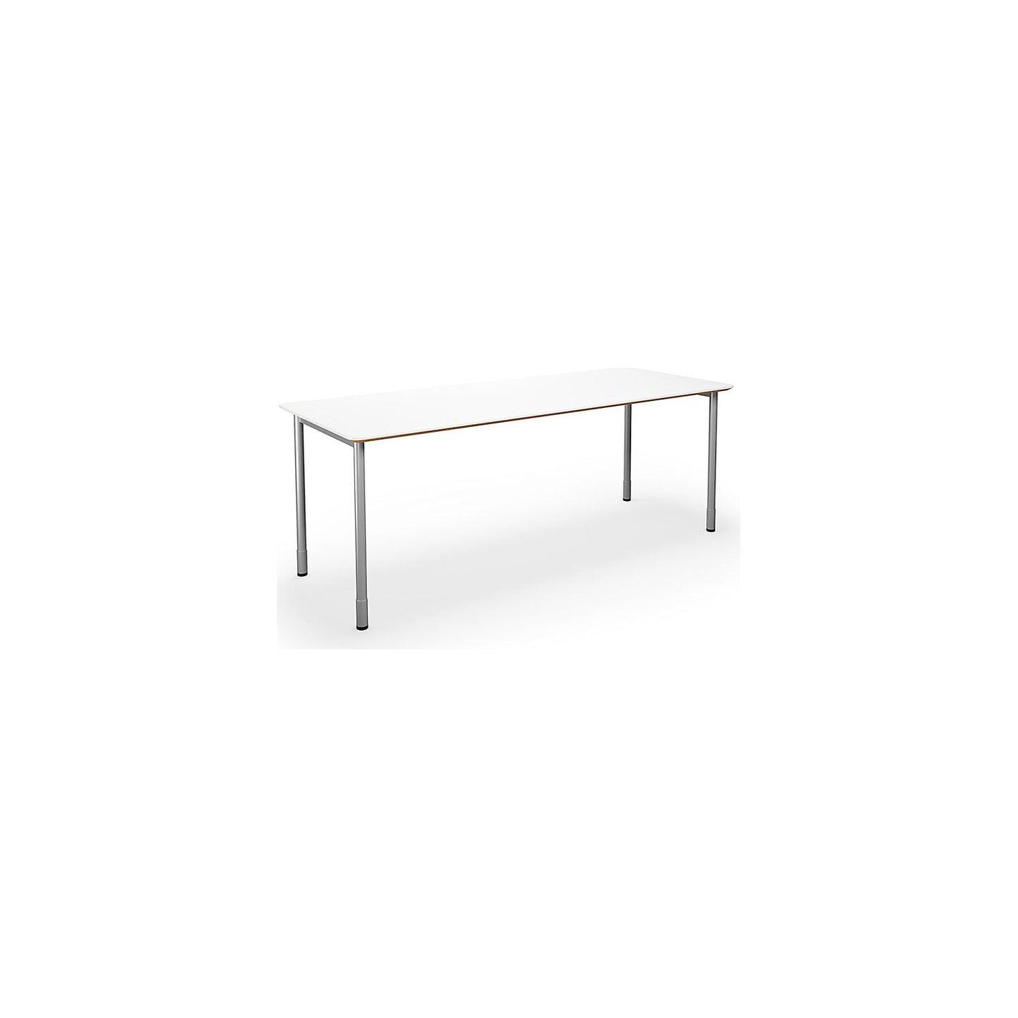 DUO-C Trend multi-purpose desk, straight tabletop, rounded corners, depth 800 mm, width 1800 mm, white, silver.
