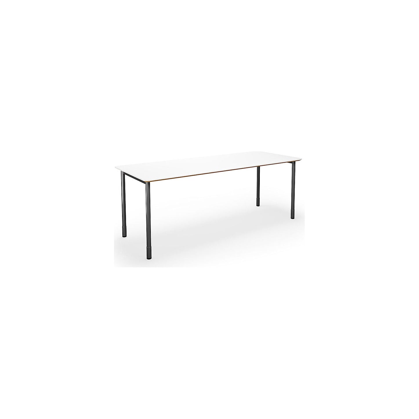 DUO-C Trend multi-purpose desk, straight tabletop, rounded corners, depth 800 mm, width 1800 mm, white, black.