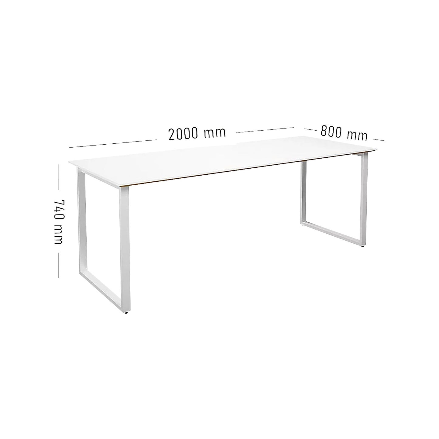 DUO-O Trend multi-purpose desk, straight tabletop, depth 800 mm, width 2000 mm, white / white.