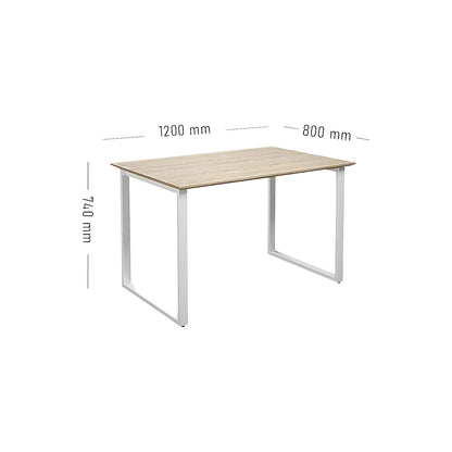 DUO-O Trend multi-purpose desk, straight tabletop, depth 800 mm, width 1200 mm, oak / white.