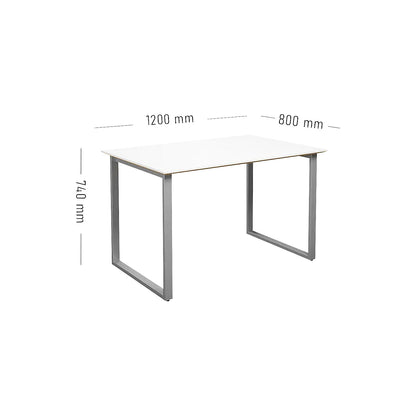 DUO-O Trend multi-purpose desk, straight tabletop, depth 800 mm, width 1200 mm, white / silver.