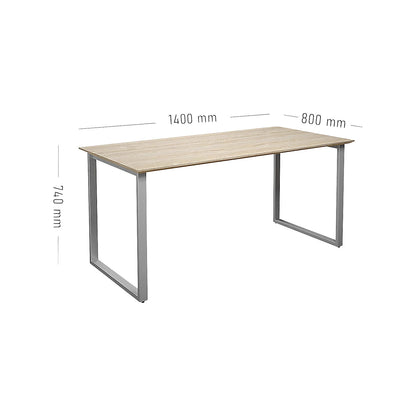 DUO-O Trend multi-purpose desk, straight tabletop, depth 800 mm, width 1400 mm, oak / silver.