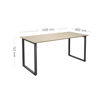 DUO-O Trend multi-purpose desk, straight tabletop, depth 800 mm, width 1400 mm, oak / black.