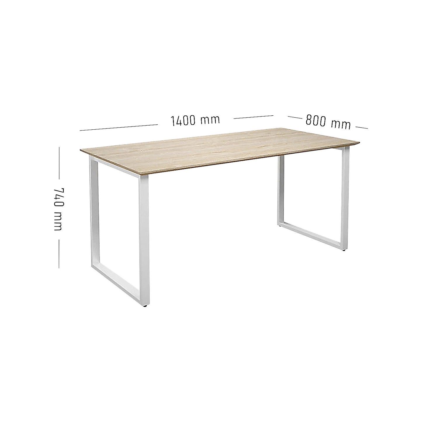DUO-O Trend multi-purpose desk, straight tabletop, depth 800 mm, width 1400 mm, oak / white.