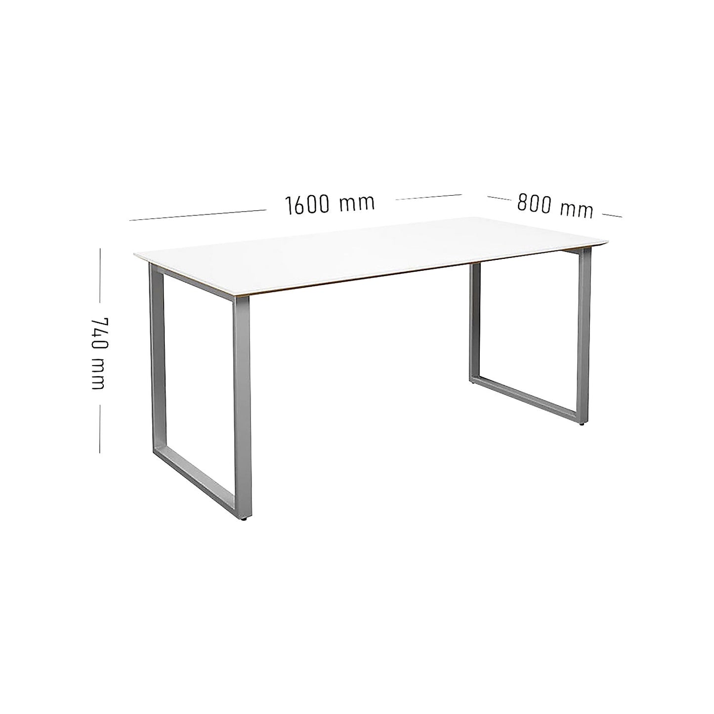 DUO-O Trend multi-purpose desk, straight tabletop, depth 800 mm, width 1600 mm, white / silver.