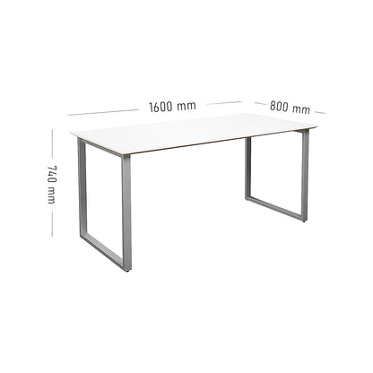 DUO-O Trend multi-purpose desk, straight tabletop, depth 800 mm, width 1600 mm, white / silver.