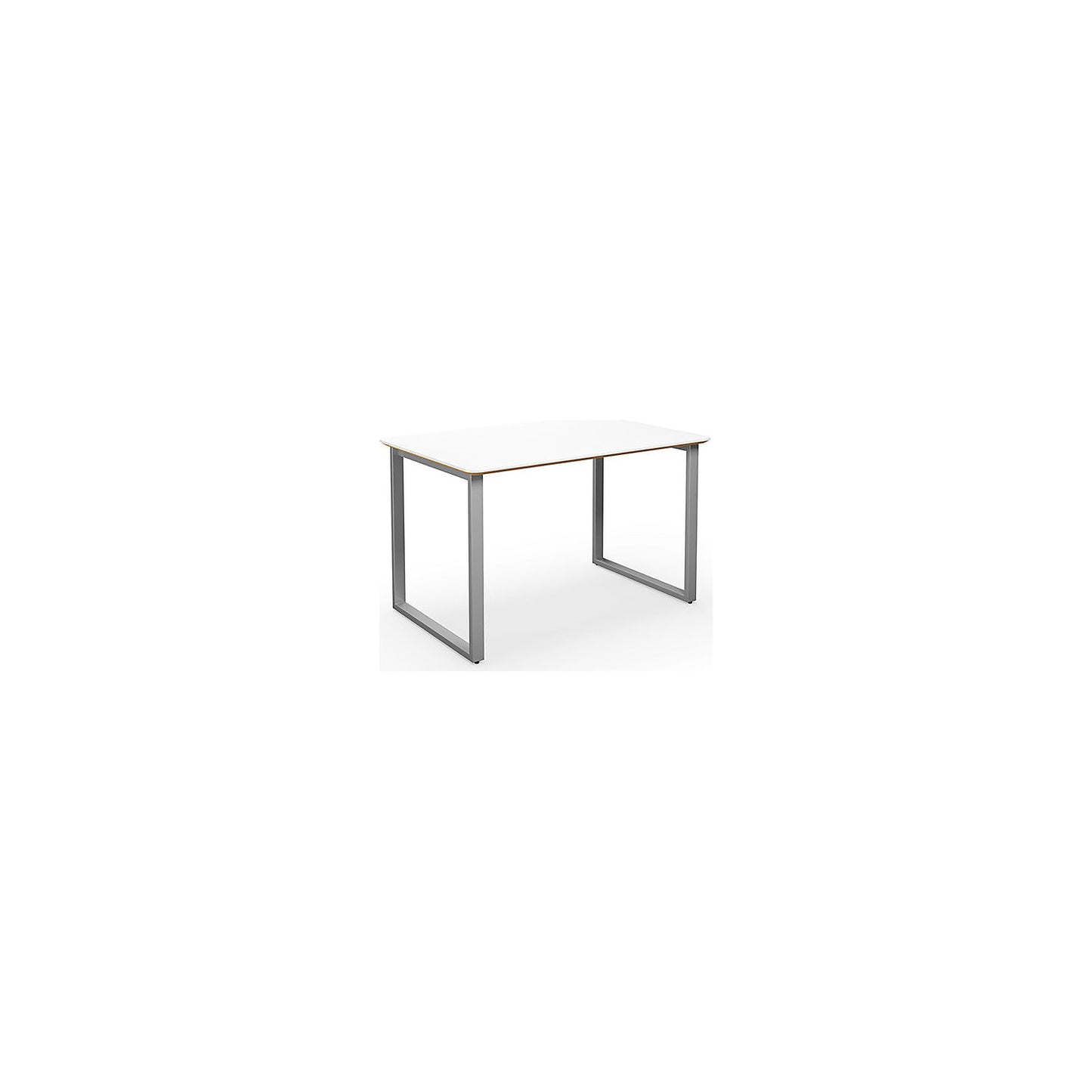 DUO-O Trend multi-purpose desk, straight tabletop, rounded corners, depth 800 mm, width 1200 mm, white / silver.