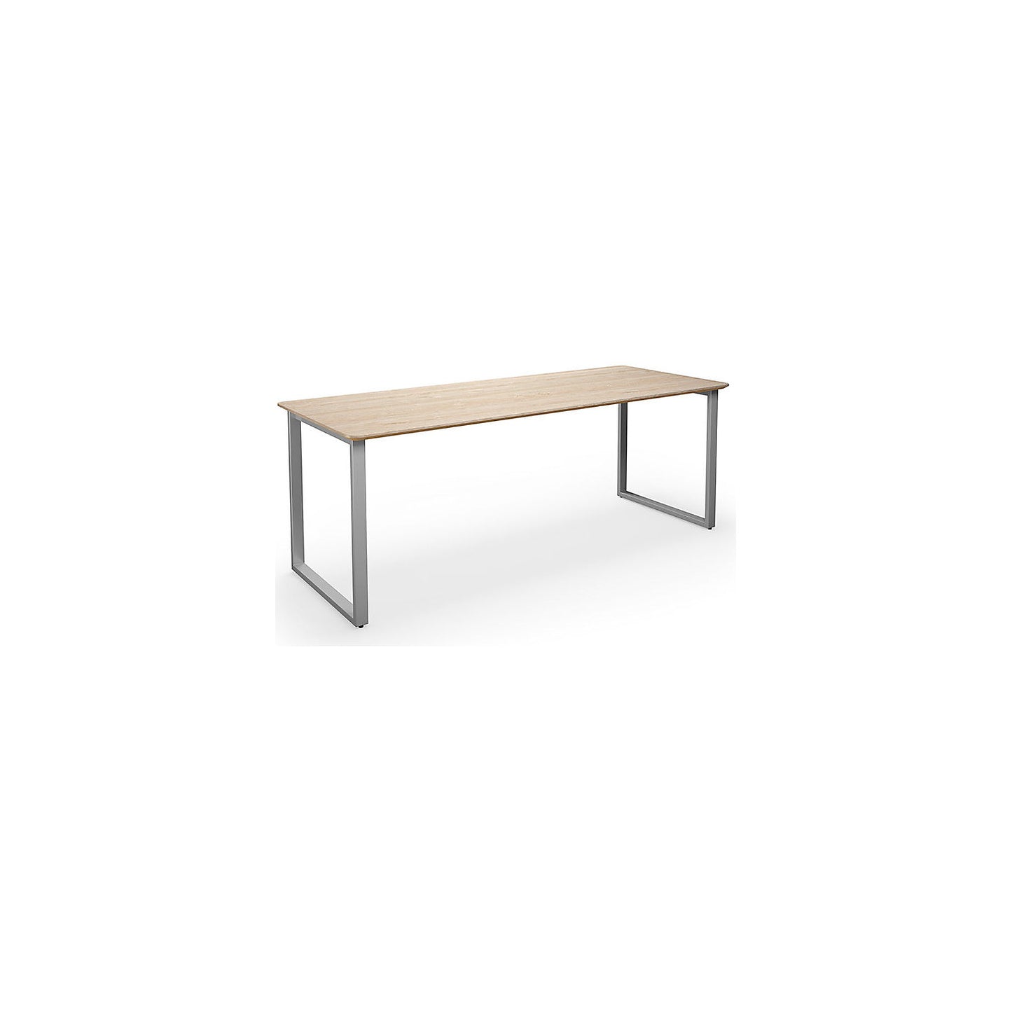 DUO-O Trend multi-purpose desk, straight tabletop, rounded corners, depth 800 mm, width 2000 mm, oak / silver.