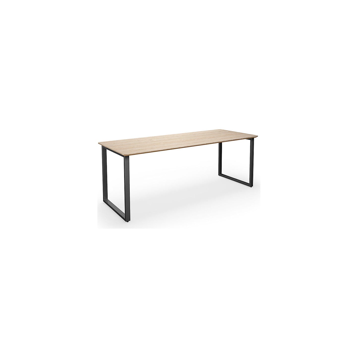 DUO-O Trend multi-purpose desk, straight tabletop, rounded corners, depth 800 mm, width 2000 mm, oak / black.