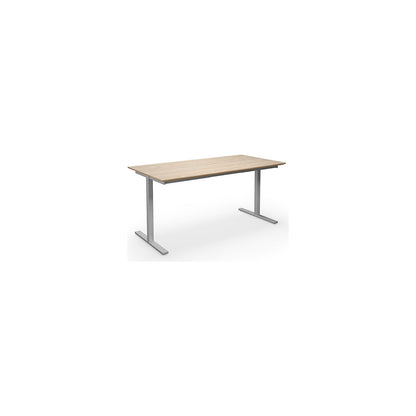DUO-T Trend multi-purpose desk, straight tabletop, depth 800 mm, width 1600 mm, oak / silver.