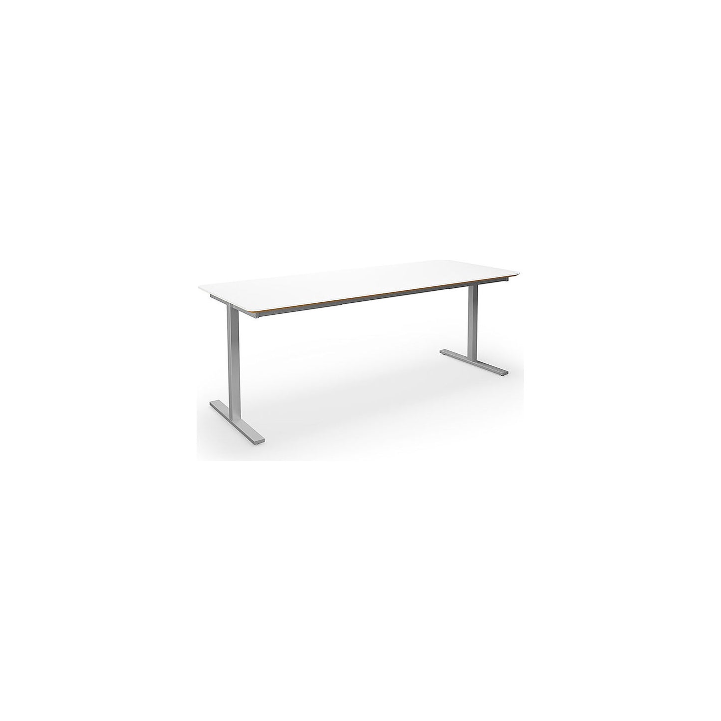 DUO-T Trend multi-purpose desk, straight tabletop, rounded corners, depth 800 mm, width 1800 mm, white, silver.