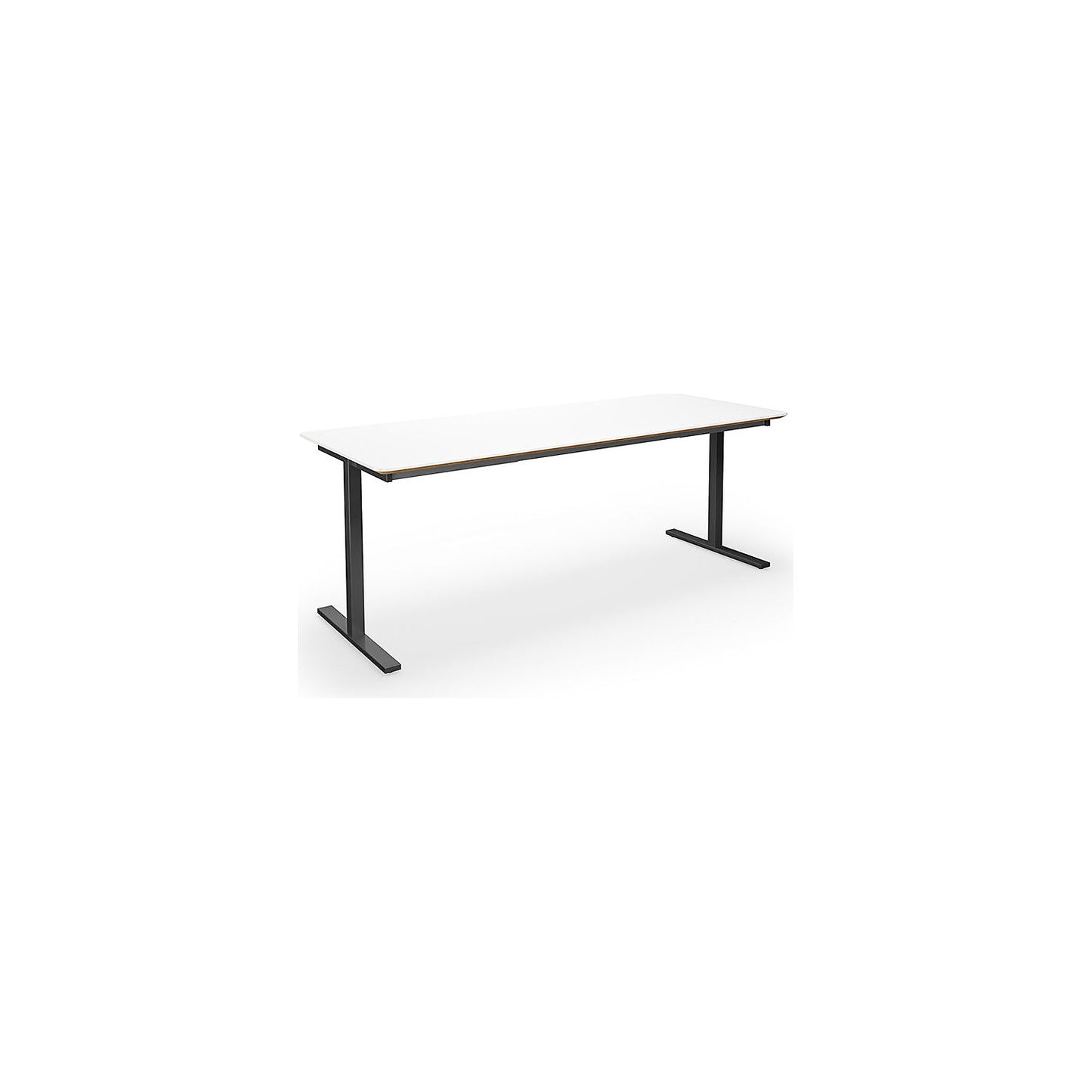 DUO-T Trend multi-purpose desk, straight tabletop, rounded corners, depth 800 mm, width 1800 mm, white, black.