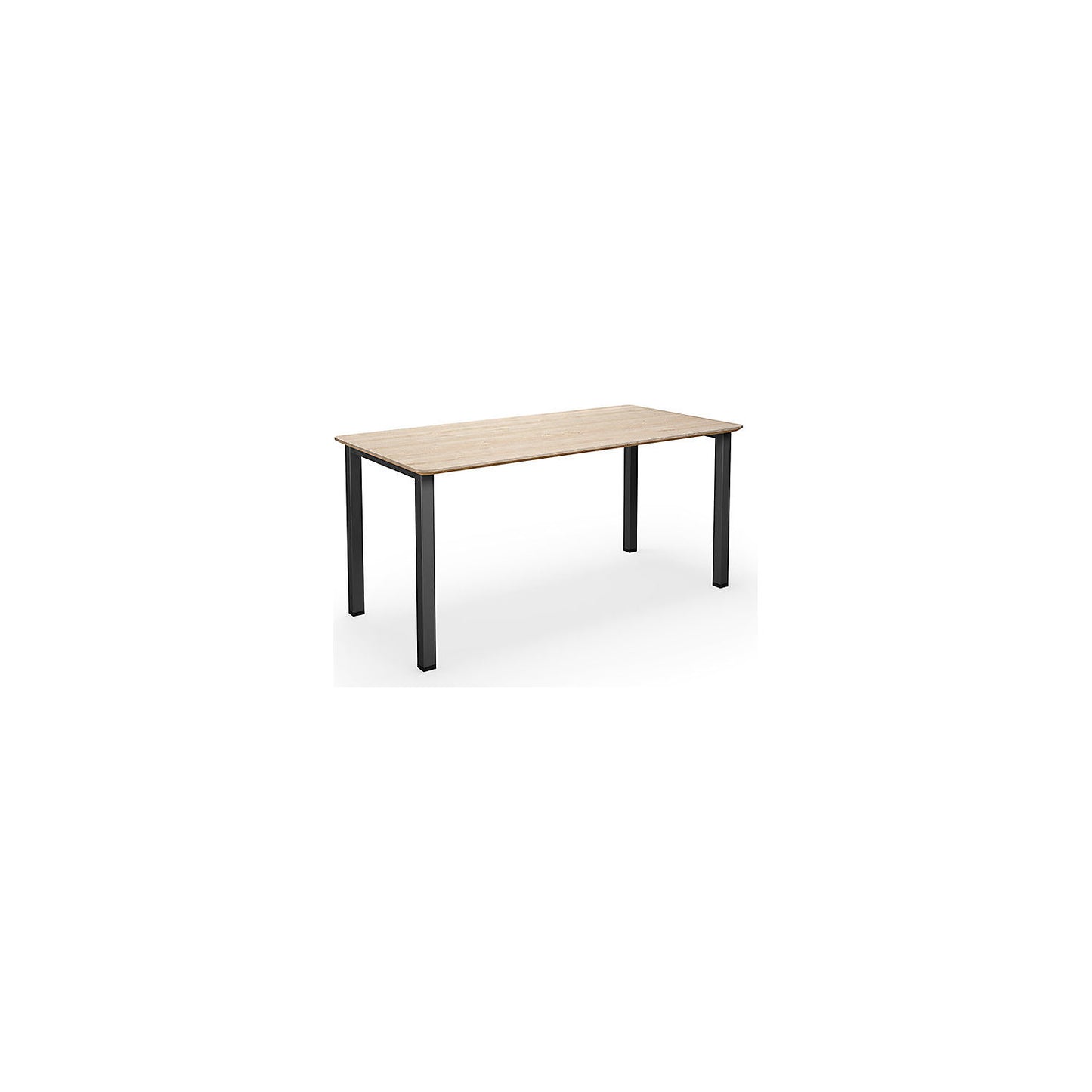 DUO-U Trend multi-purpose desk, straight tabletop, rounded corners, depth 800 mm, width 1400 mm, oak, black.