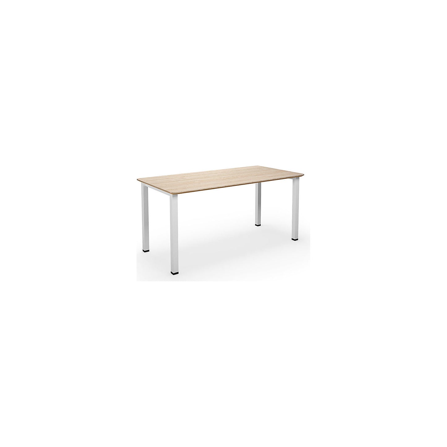 DUO-U Trend multi-purpose desk, straight tabletop, rounded corners, depth 800 mm, width 1600 mm, oak, white.