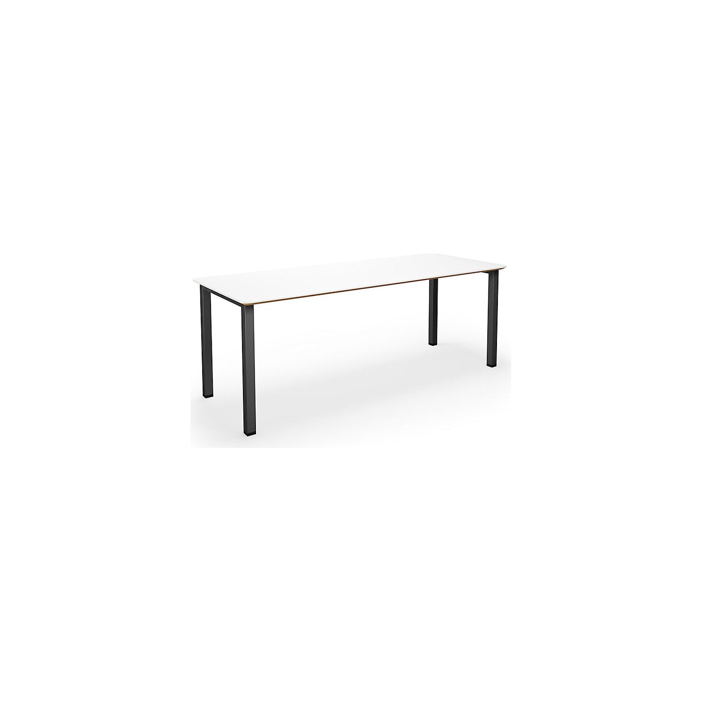 DUO-U Trend multi-purpose desk, straight tabletop, rounded corners, depth 800 mm, width 2000 mm, white, black.
