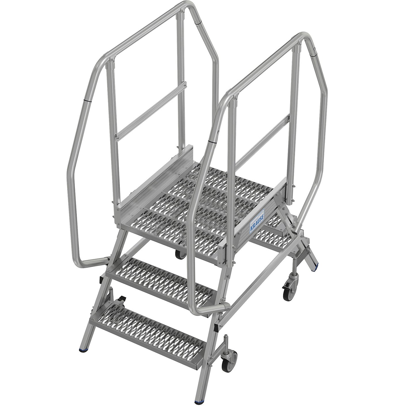 Mobile safety steps with R13 anti-slip properties, with double sided access, 2x3 steps incl. platform.