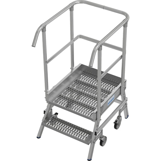 Mobile safety steps with R13 anti-slip properties, with single sided access, 2 steps incl. platform.
